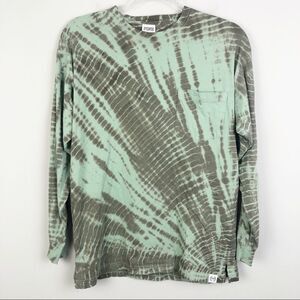 VICTORIA’S SECRET PINK | Tie Dye Green Long Sleeve Crewneck Tee Women’s Size XS
